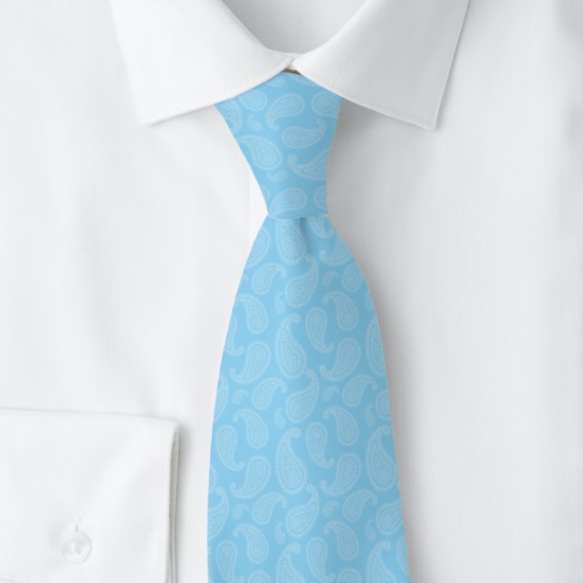 Cravate Baby Blue Paisley (Créateur téléchargé)