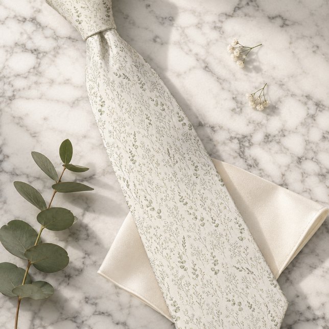 Cravate Baby's Breath & Eucalyptus Floral (Créateur téléchargé)