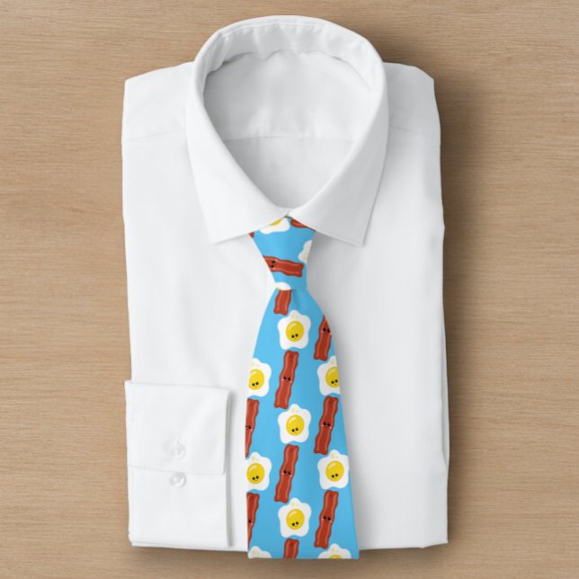 Cravate Bacon et oeufs amusant BFF (Bacon and Eggs Fun BFF Neck Tie from Ricaso. A fun tie for a fun guy. Food themed neck ties)