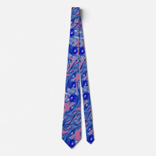 Cravate BAIES MAGIQUES Tourbillons Floraux Rose Bleu