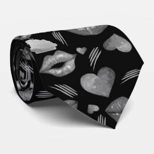 Cravate Baisers Et Coeurs Motif Aquarelle