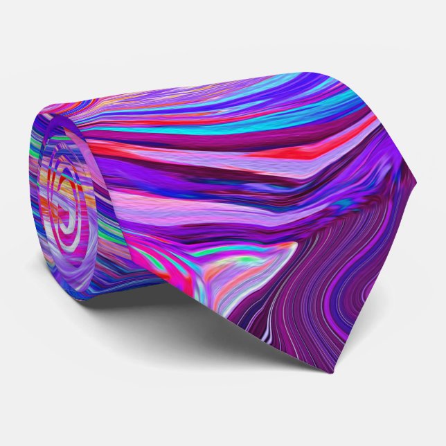 Cravate Balayage Abstrait rétro violet et orange (Roulé)