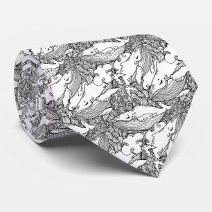 Cravate Baleine à bosse noire et blanche