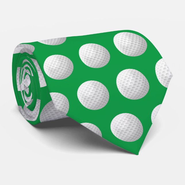 Cravate balle de golf blanche en vert (Roulé)