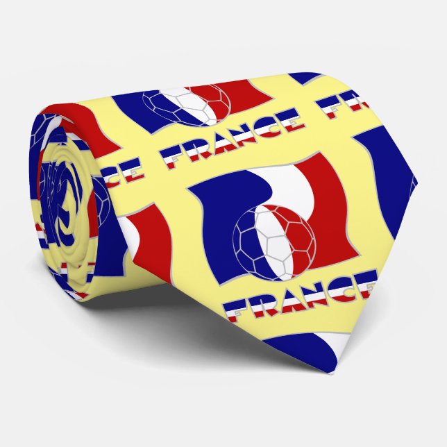 Cravate Ballon de football français et drapeau (Roulé)