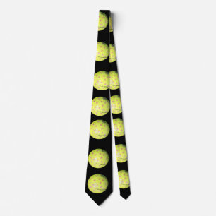 Cravate Ballons De Golf Jaune Sur Noir,