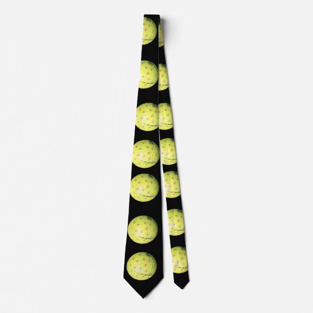Cravate Ballons De Golf Jaune Sur Noir, (Devant)