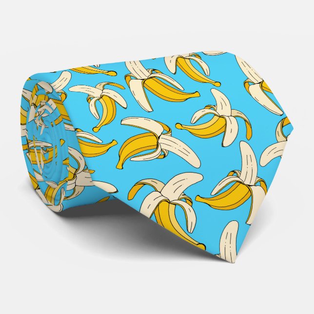Cravate Banane tropicale cool Motif Turquoise (Roulé)