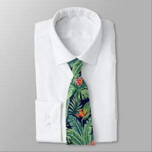 Cravate Banane tropicale Monstera Palm Feuilles & Fleurs