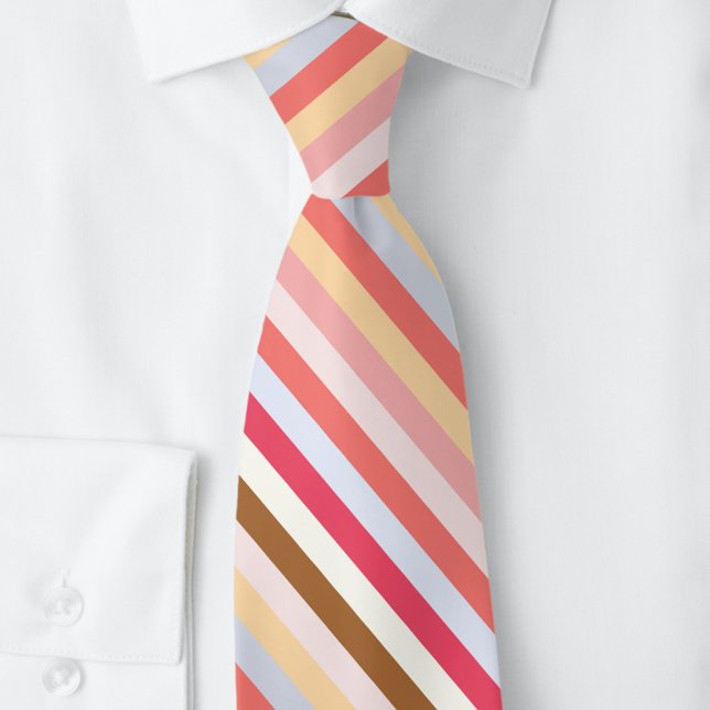 Cravate Bande de bonbons à la diagonale moderne (Modern muted diagonal candy stripe neck tie)