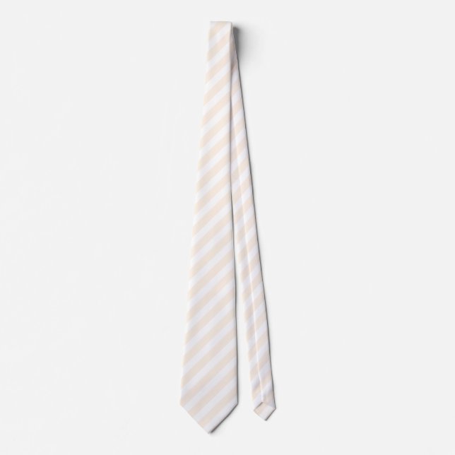 Cravate Bande de bonbons beige et blanche (Devant)