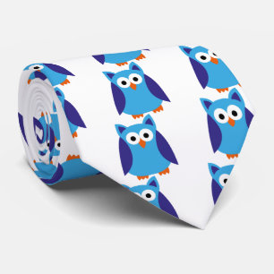 Cravate Bande dessinée bleue de hibou
