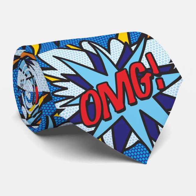 Cravate Bande dessinée Pop Art OMG Super-héros (Roulé)