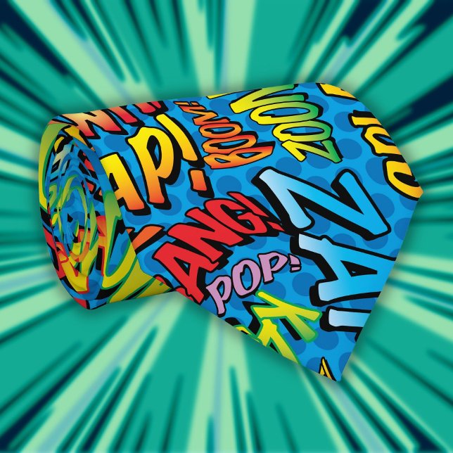 Cravate Bande dessinée Pop Art Sons Super-héros (Comic Book Pop Art Sounds Superhero Neck Tie)