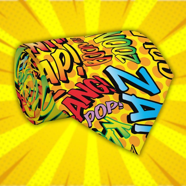 Cravate Bande dessinée Pop Art SOUNDS Liens de super-héros (Comic Book Pop Art SOUNDS Superhero Ties)