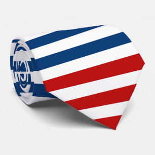 Cravate Bandes bleu marine, rouge et blanc avec drapeau SU
