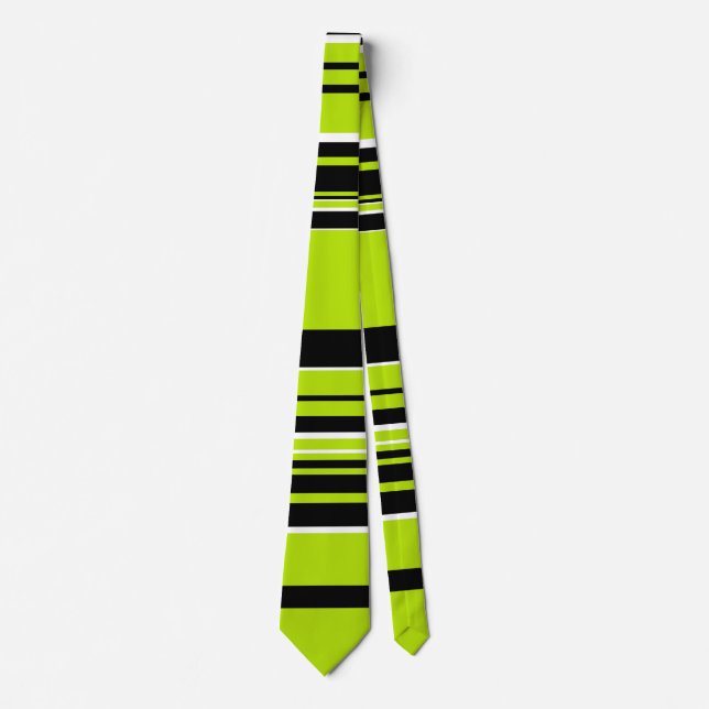 Cravate Bandes complexes - Vert citron (Devant)