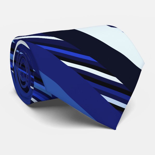 Cravate Bandes diagonales bleues de la marine (Roulé)