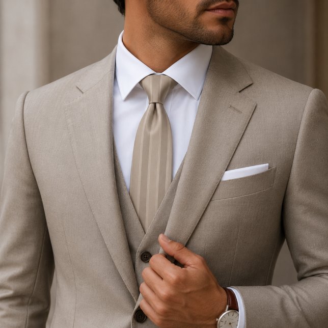 Cravate Bandes Jacquard Striées de Grès Luxueux et Taupe (Créateur téléchargé)