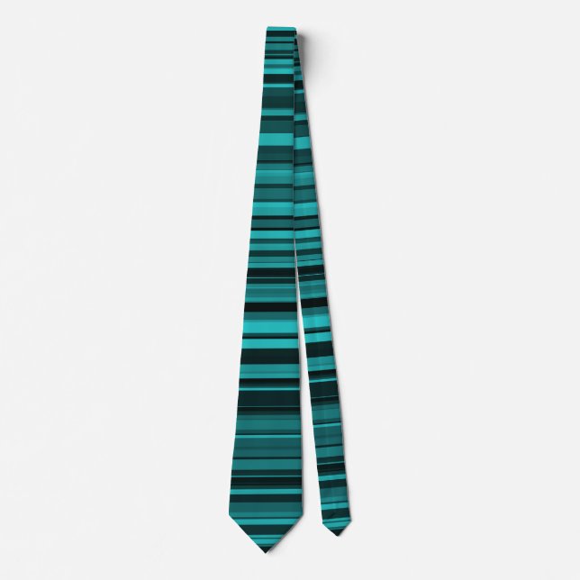 Cravate Bandes noires turquoises (Devant)
