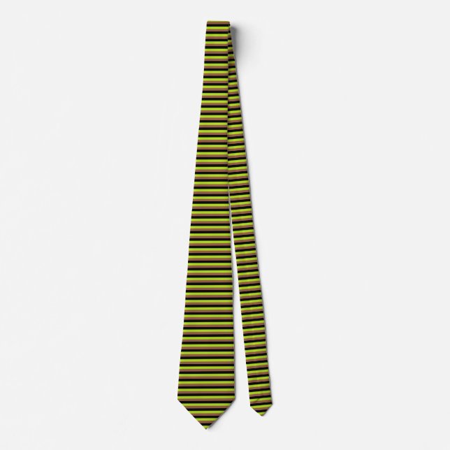 Cravate Bandes noires, vert citron et Brown (Devant)
