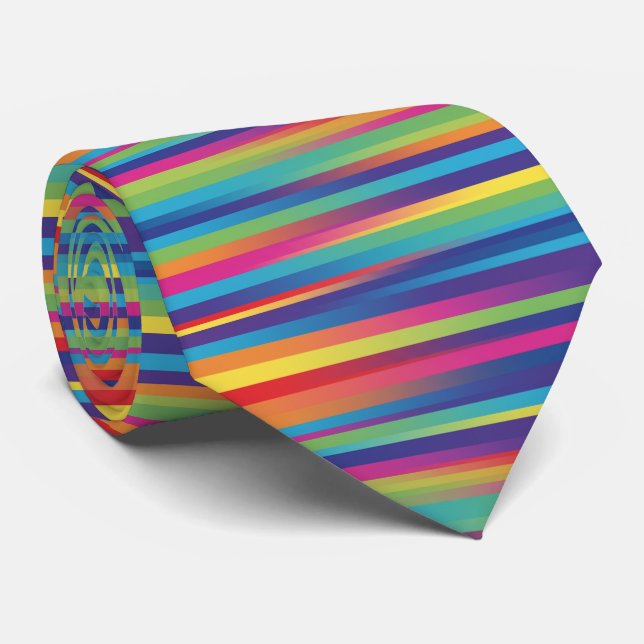 Cravate Bandes Technicolor  (Roulé)