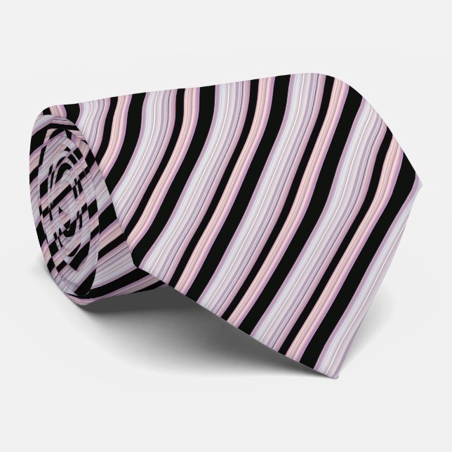 Cravate Bandes violettes noires (Roulé)