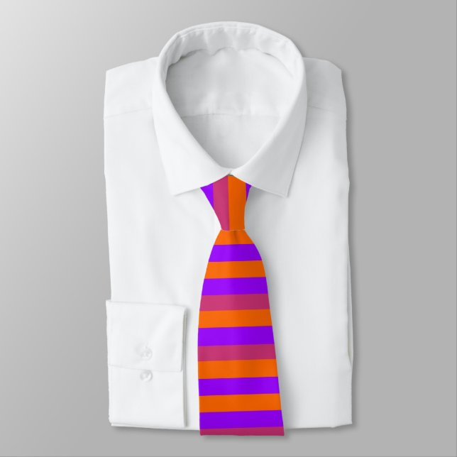Cravate Bandes violettes, orange et roses (Attaché)