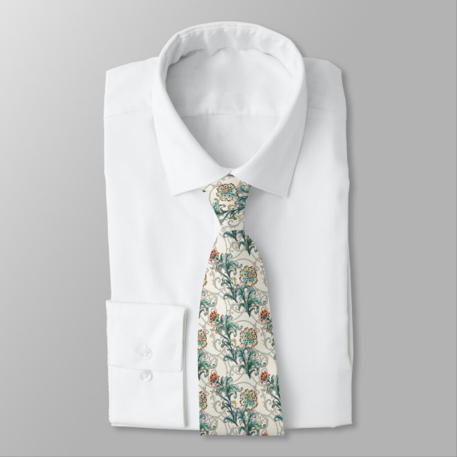 Cravate Baroque Fleur Or Élégant Mariage  (Attaché)