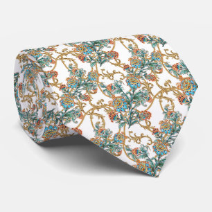 Cravate Baroque Fleur Ornementale Élégante Mariage
