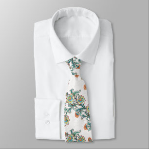 Cravate Baroque Fleur Ornementale Élégante Mariage 