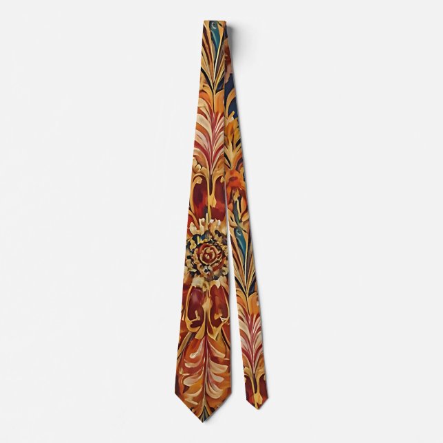 Cravate Baroque Floral Royal (Devant)