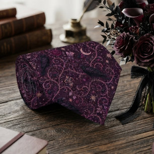 Cravate Baroque prune gothique corbeau
