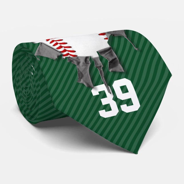 Cravate Baseball déchiré (noir/personnalisé) (Roulé)