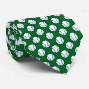 Cravate Baseballs sur la couleur d'équipe verte