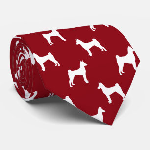 Cravate Basenji Chien Silhouettes Motif Rouge et blanc