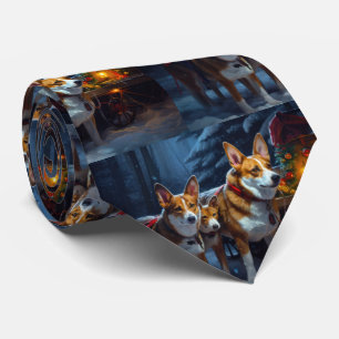 Cravate Basenji enneigé traîneau décoration de Noël