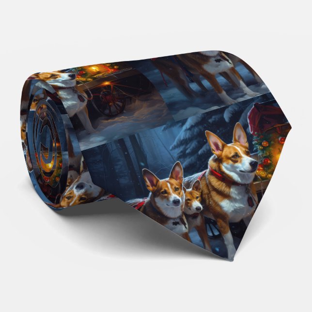 Cravate Basenji enneigé traîneau décoration de Noël (Roulé)