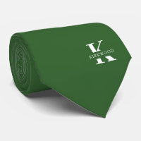 Basil Green Elegant Monogramme + Nom