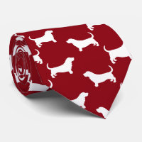 Basset Hound Chien Silhouettes Motif Rouge et blan