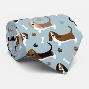 Cravate Basset Hound Dog Bones and Paws Neck Tie