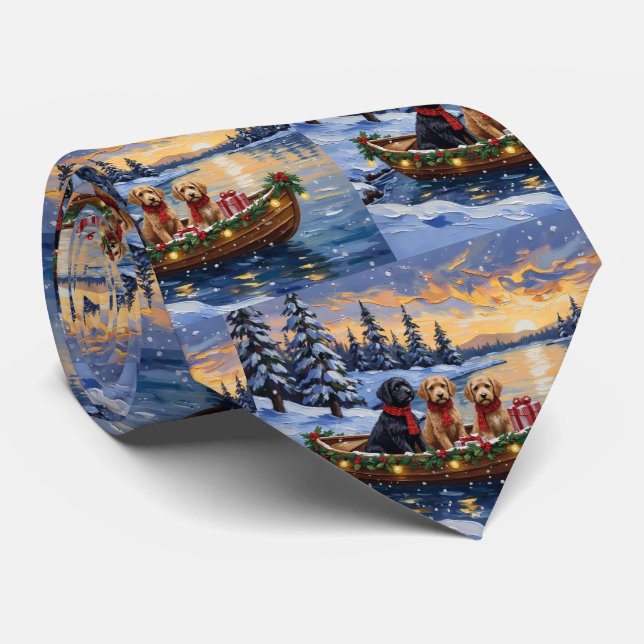 Cravate Bateau de Noël Bernedoodle pour les Fêtes (Roulé)