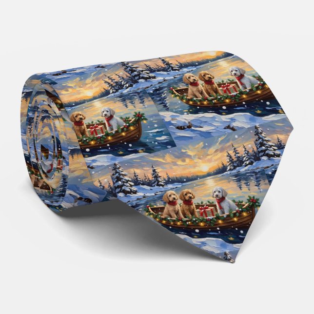 Cravate Bateau de Noël de Caniche Vacances de Noël (Roulé)