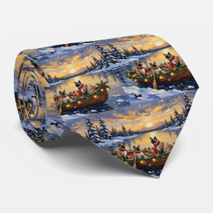 Cravate Bateau de Noël de chat siamois pour les fêtes