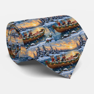 Cravate Bateau de Noël de Schnauzer pour les Fêtes