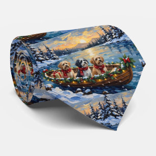 Cravate Bateau de Noël Lhasa Apso pour les Fêtes