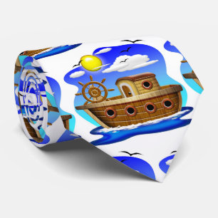 Cravate Bateau de pêche dessin animé