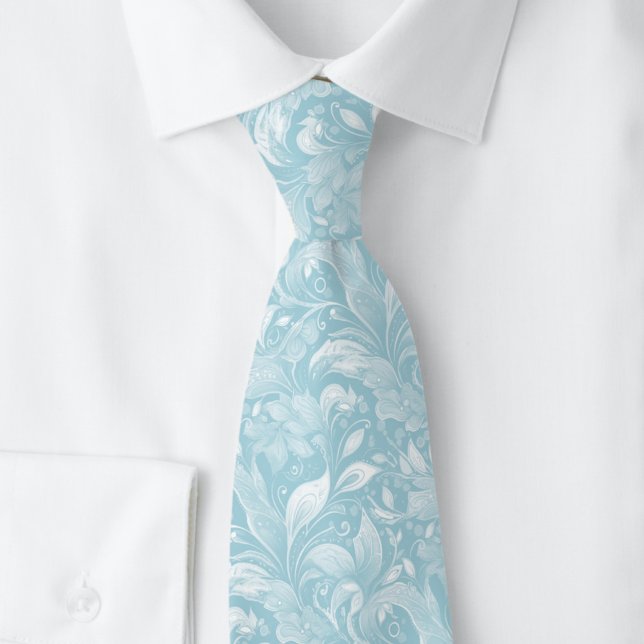 Cravate Batik Botanique Bleu Sérénité (Créateur téléchargé)