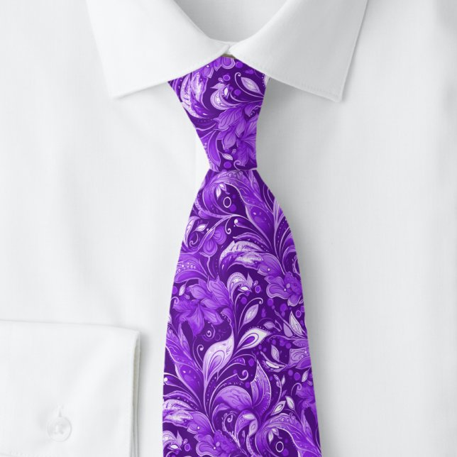 Cravate Batik Botanique d'Aubergine (Créateur téléchargé)