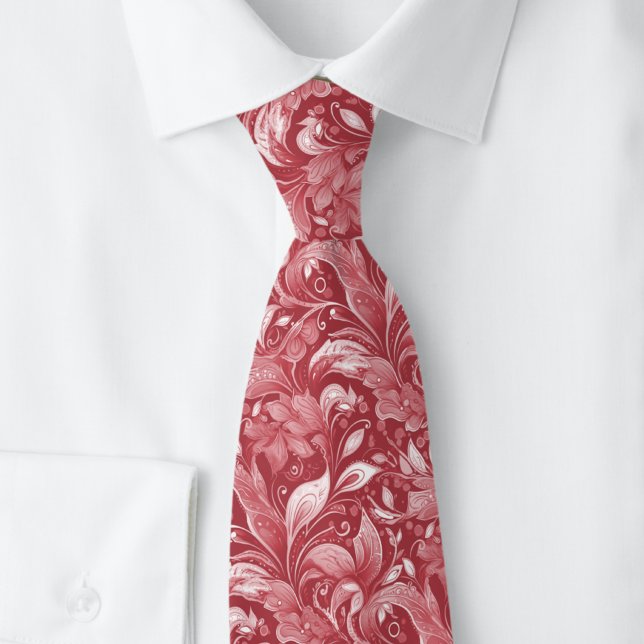 Cravate Batik botanique Grenat (Créateur téléchargé)